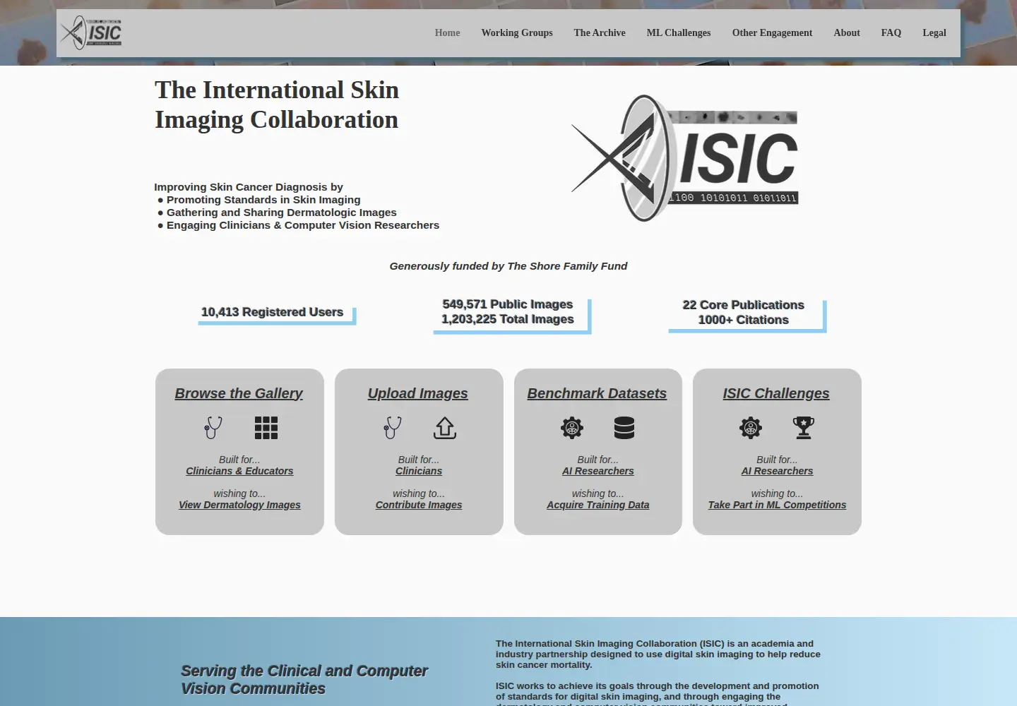 Screenshot of isic-archive.com