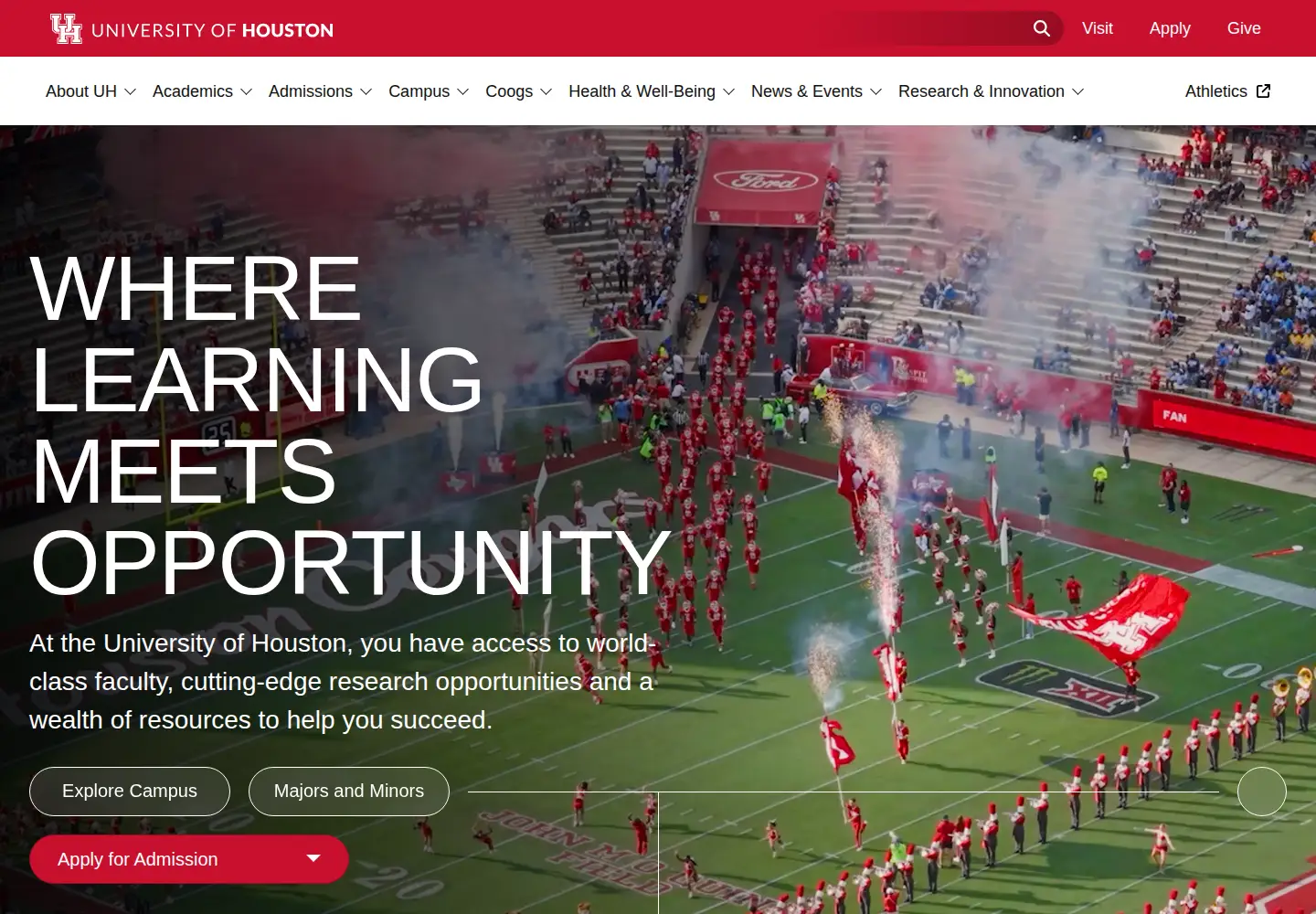 Screenshot of uh.edu