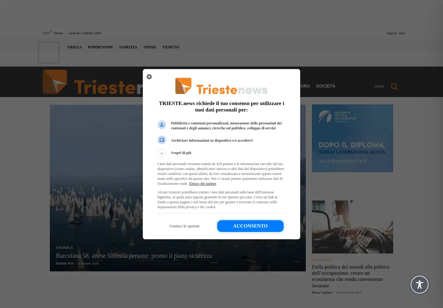 Screenshot of triesteallnews.it