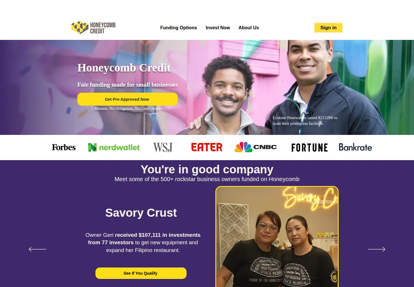 Screenshot of honeycombcredit.com