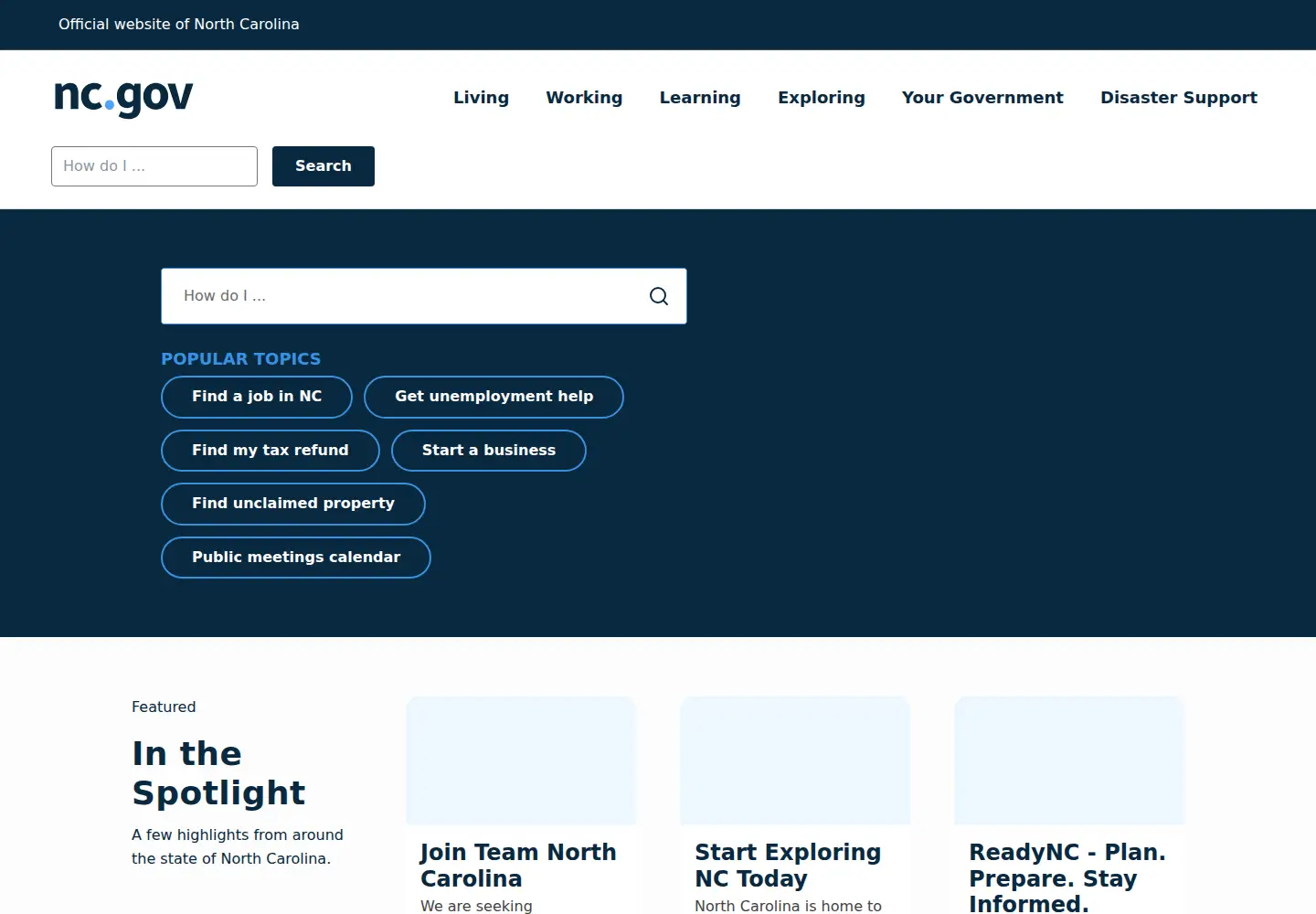 Screenshot of nc.gov