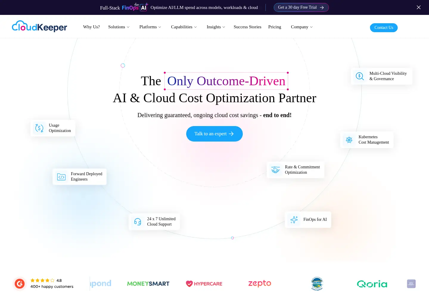 Screenshot of cloudkeeper.com