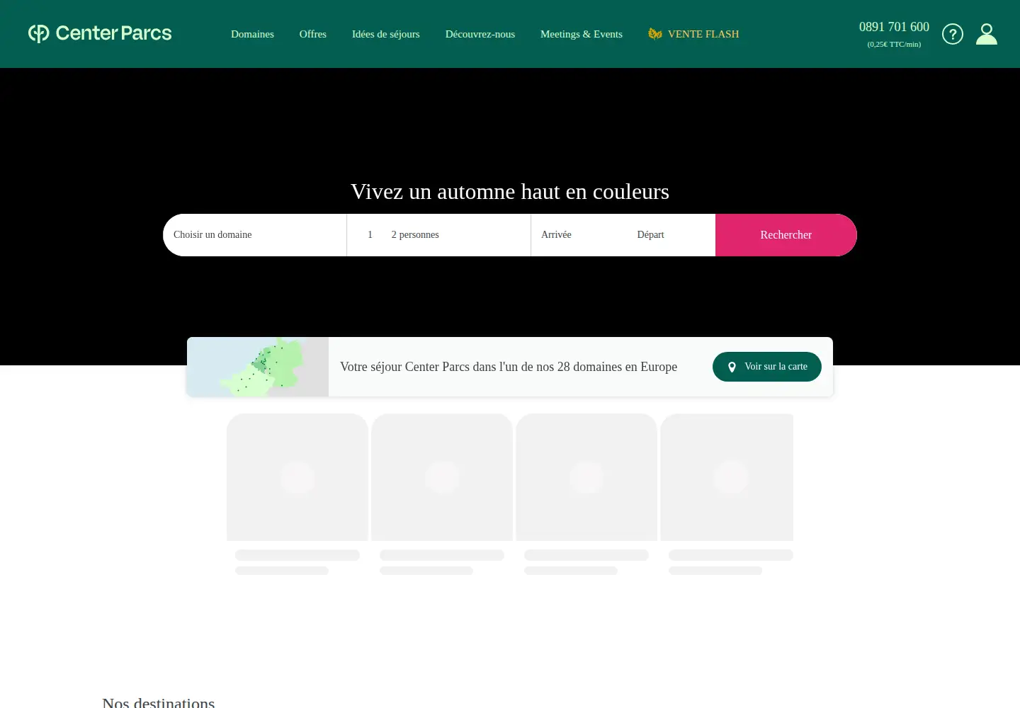 Screenshot of centerparcs.fr