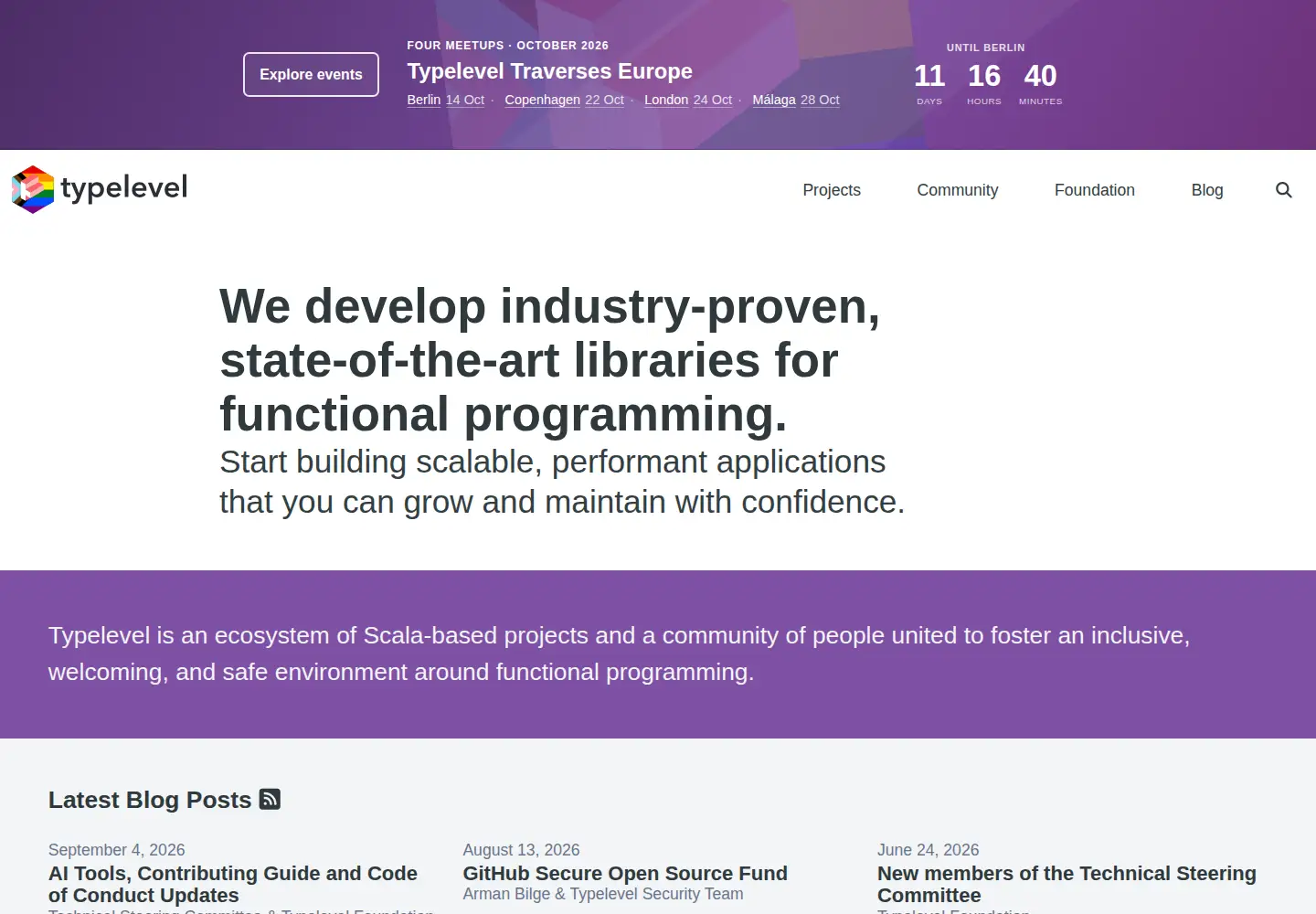 Screenshot of typelevel.org