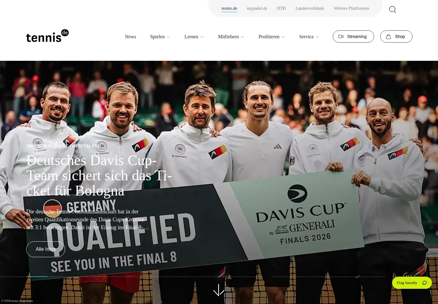 Screenshot of tennis.de