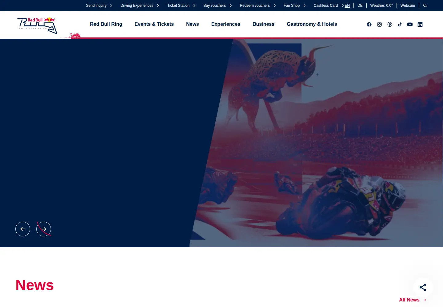 Screenshot of redbullring.com