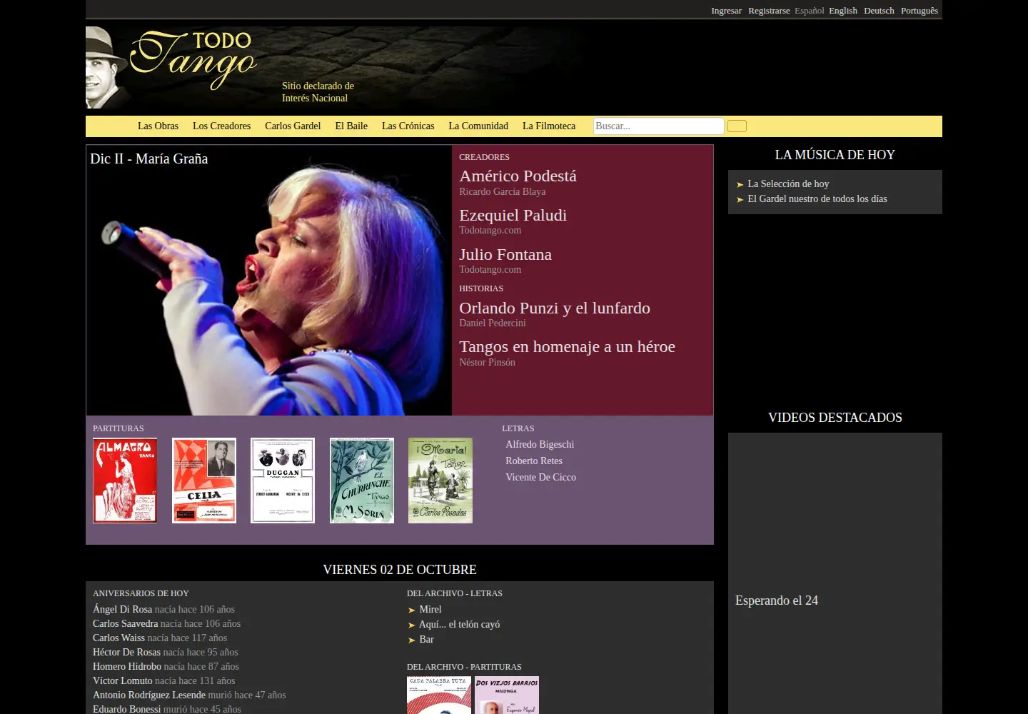 Screenshot of todotango.com