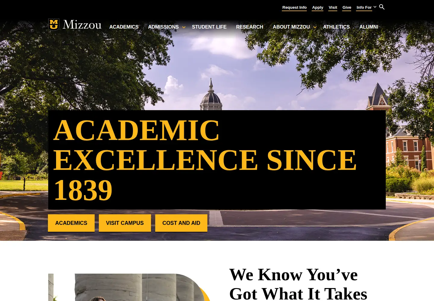 Screenshot of missouri.edu
