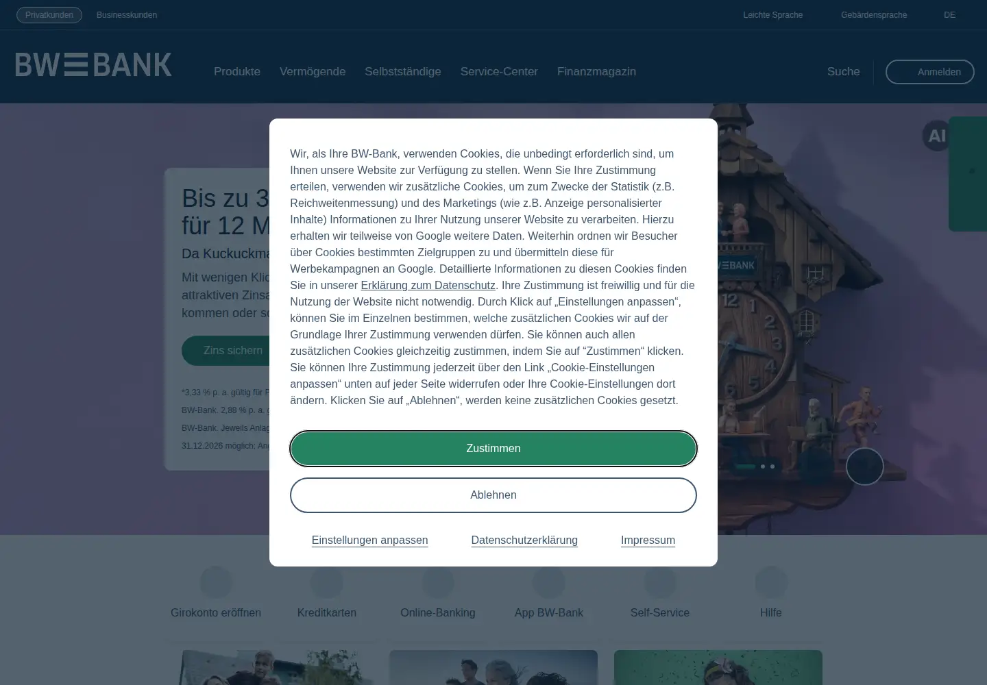 Screenshot of bw-bank.de