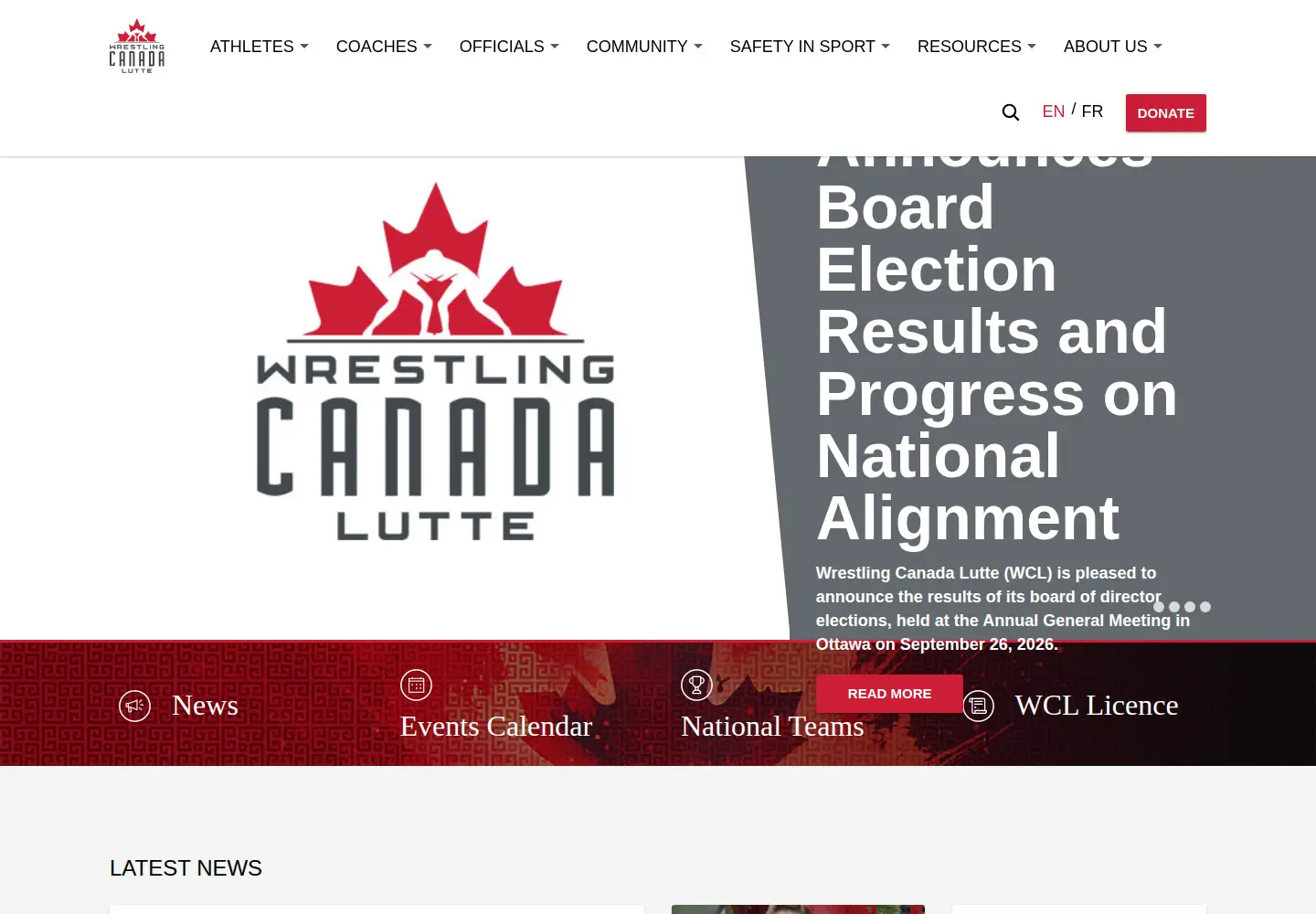 Screenshot of wrestling.ca