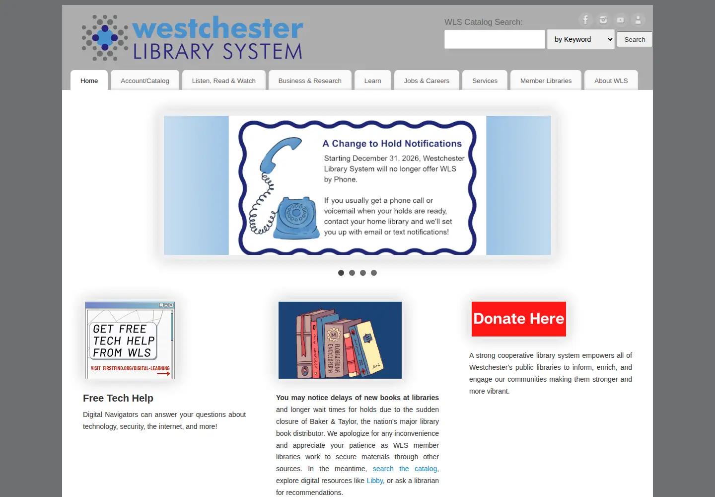 Screenshot of westchesterlibraries.org