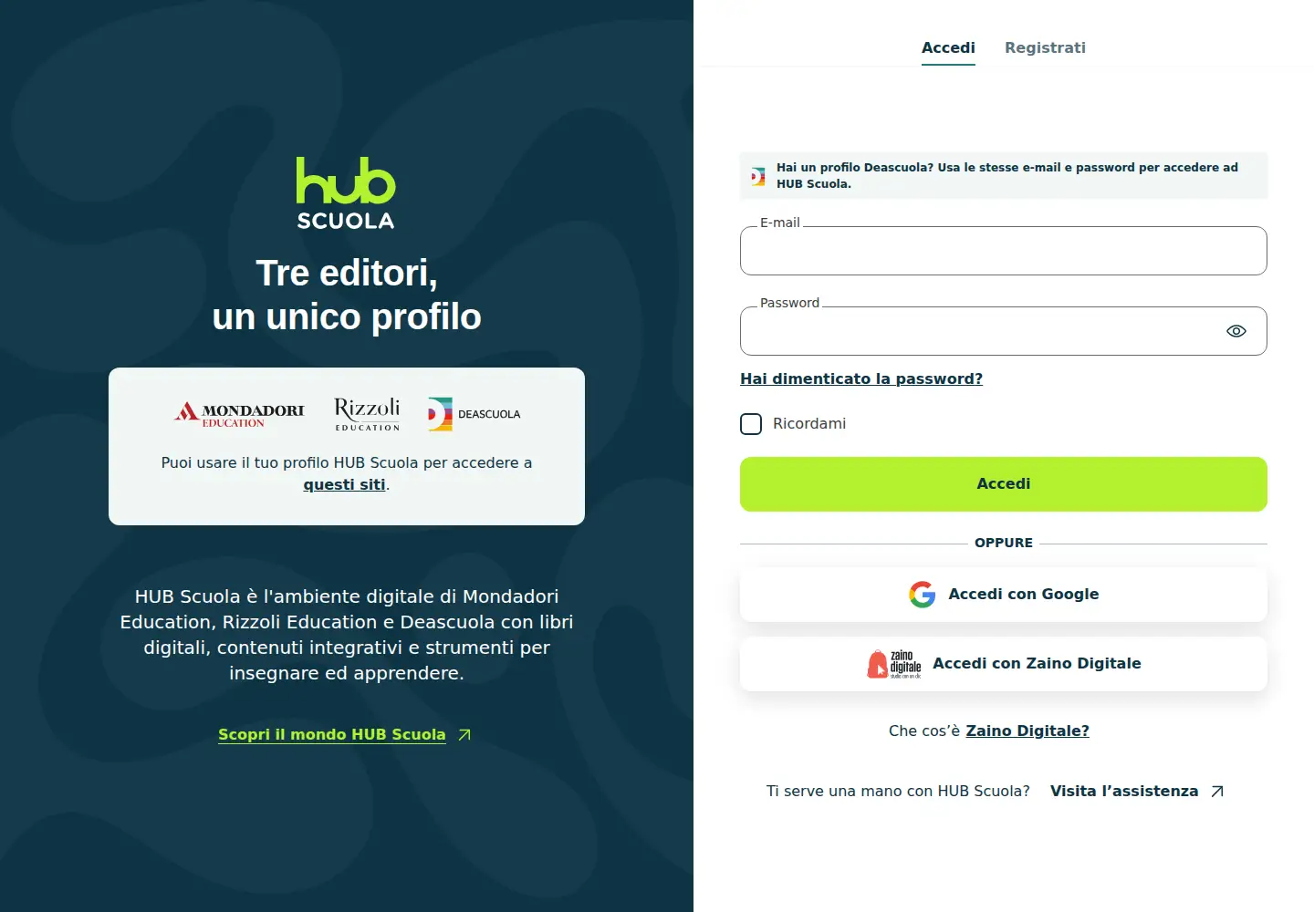 Screenshot of hubscuola.it