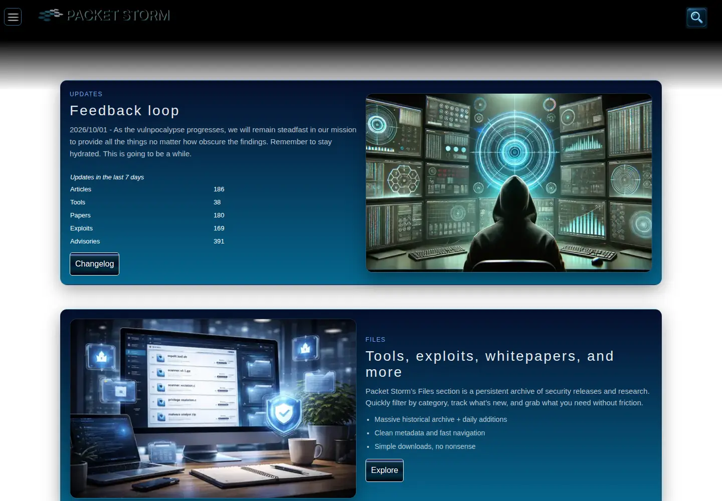 Screenshot of packetstormsecurity.net