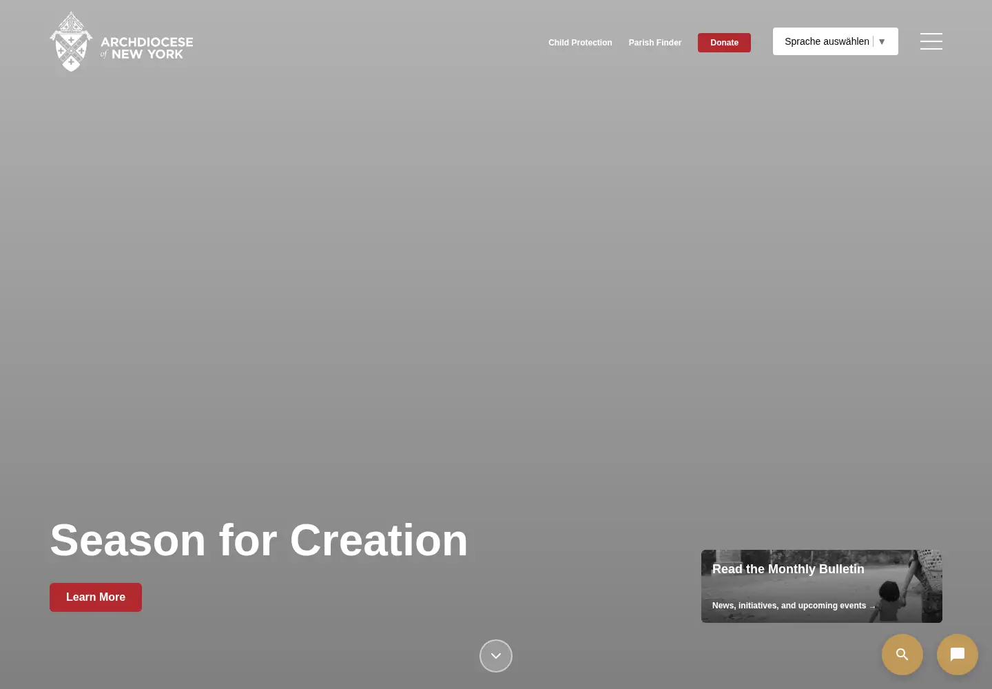 Captured homepage of archny.org in the current scan