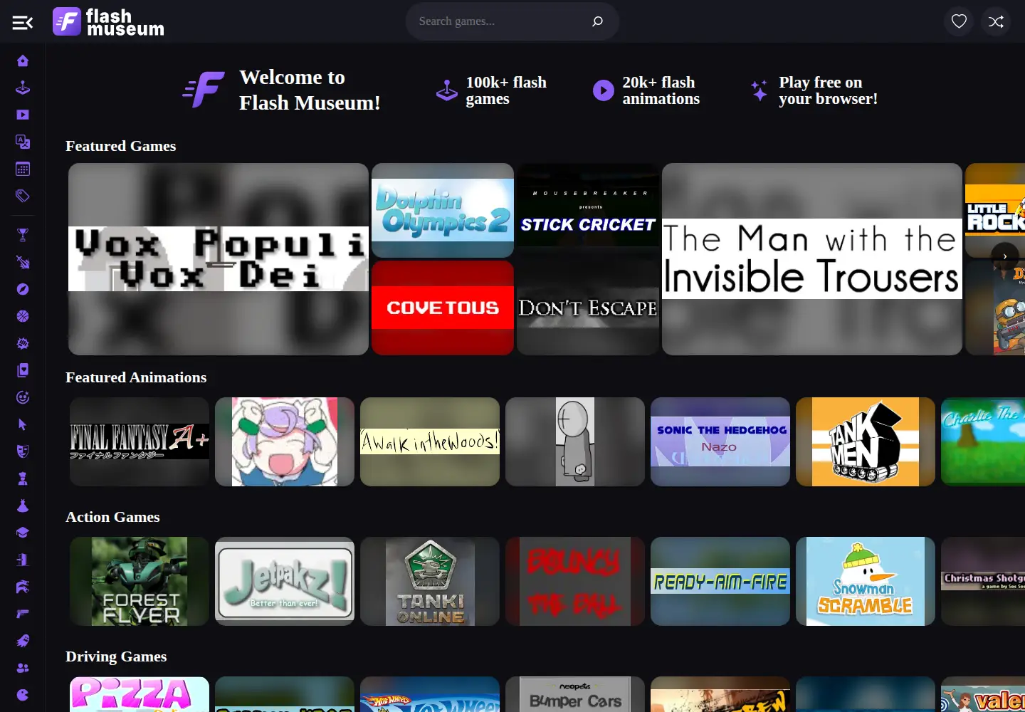 Screenshot of flashmuseum.org