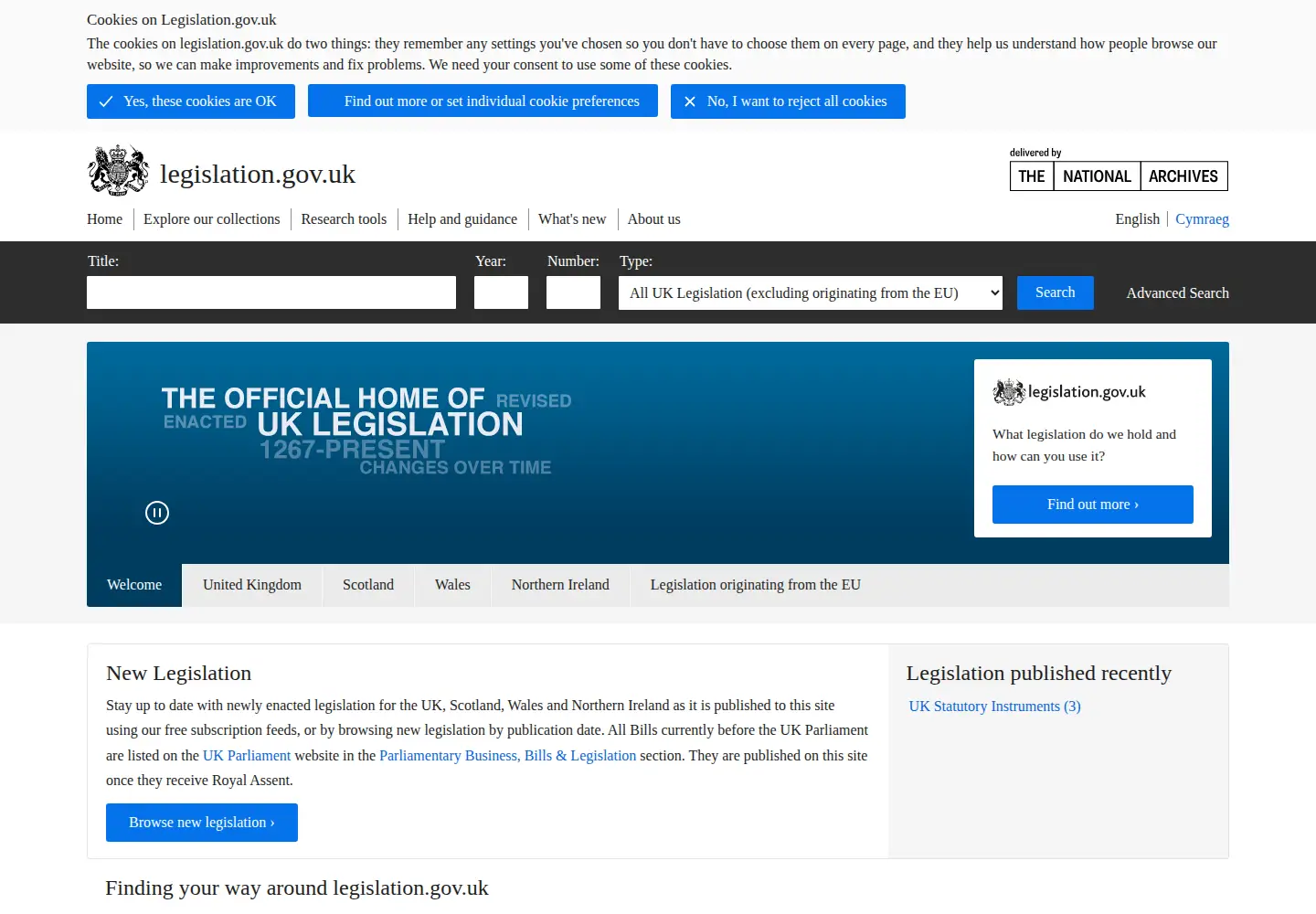 Screenshot of legislation.gov.uk