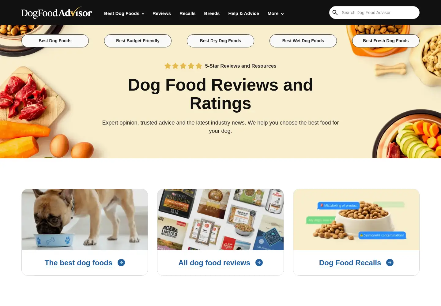 Screenshot of dogfoodadvisor.com