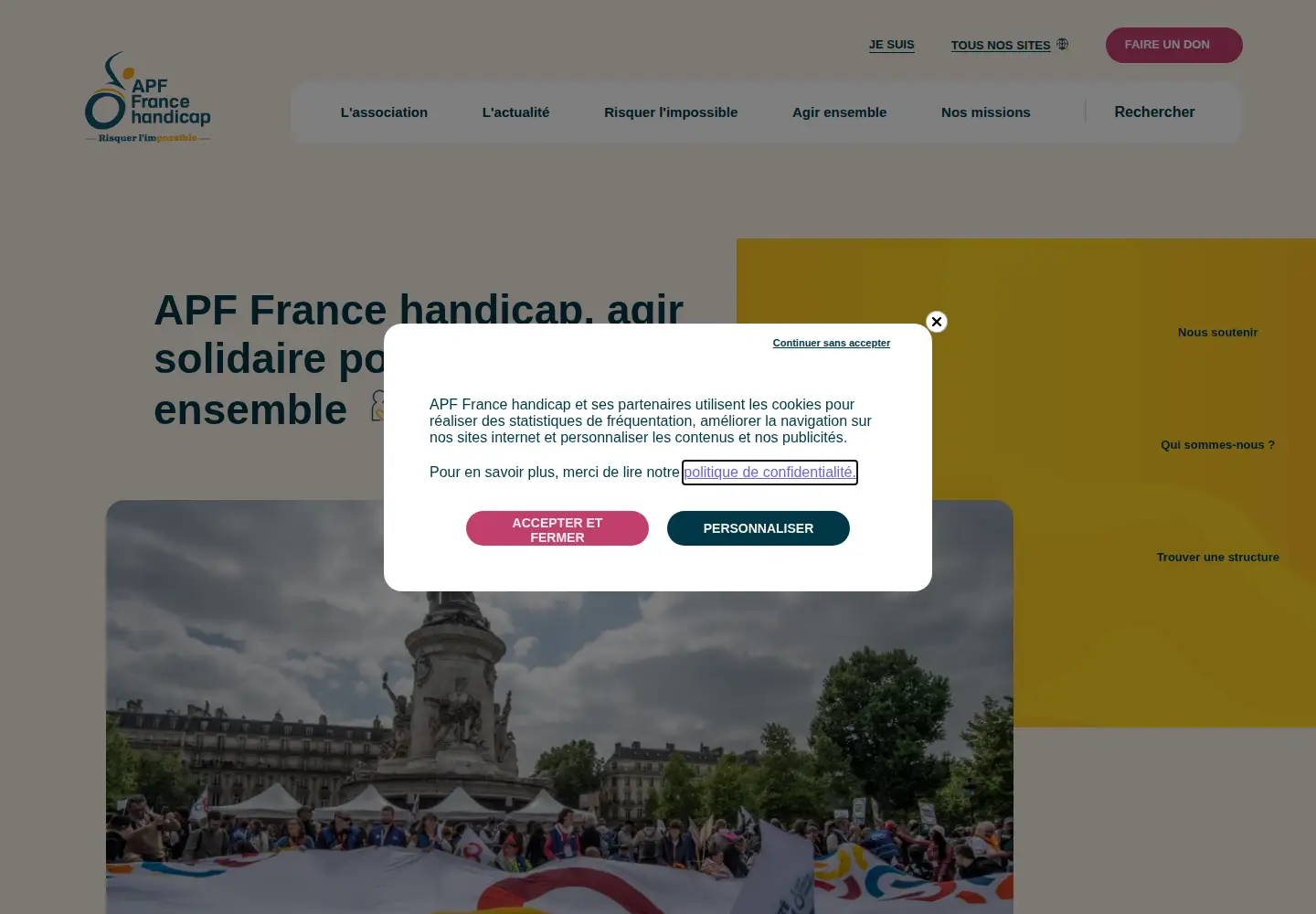 Screenshot of apf-francehandicap.org
