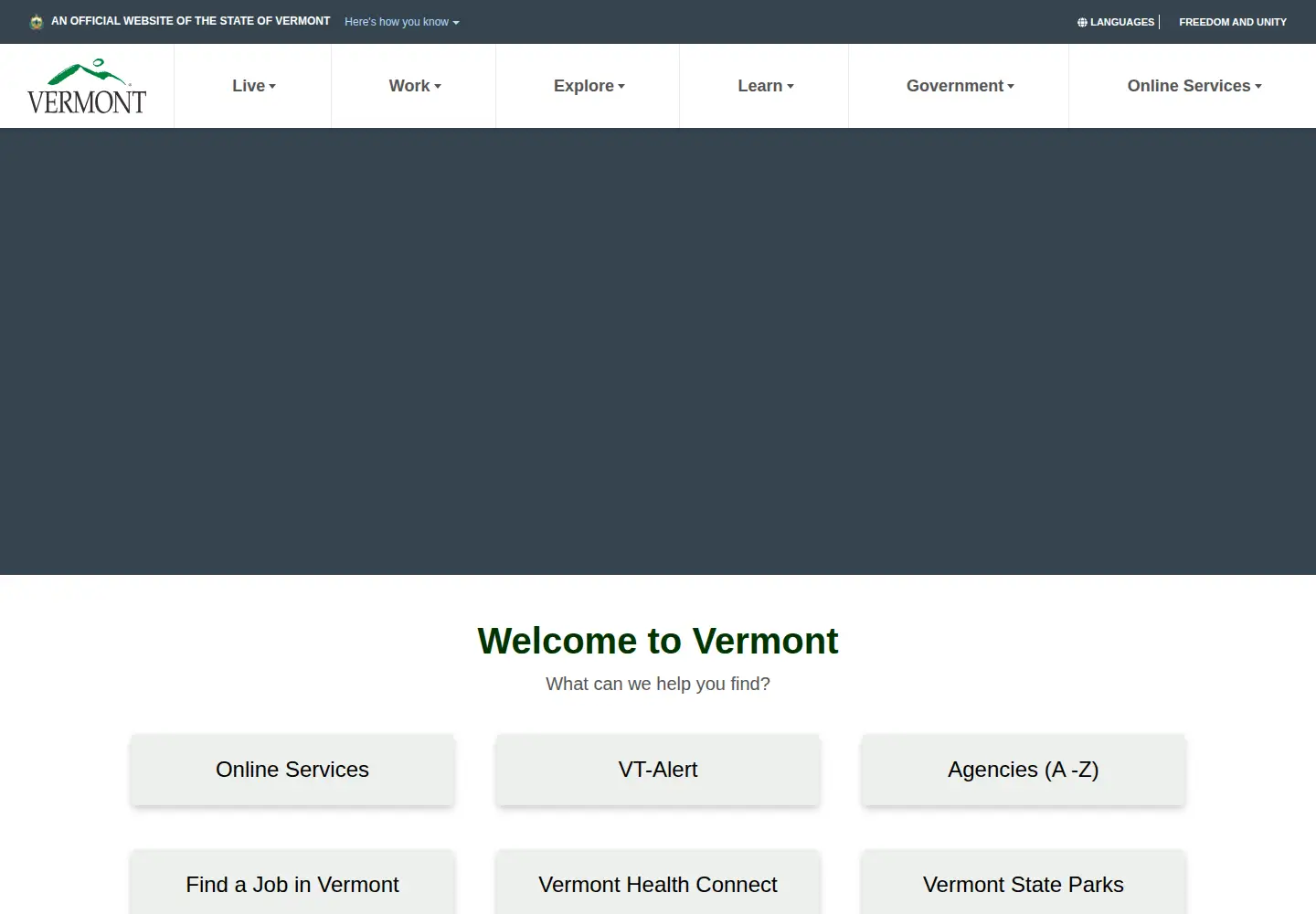 Screenshot of vermont.gov