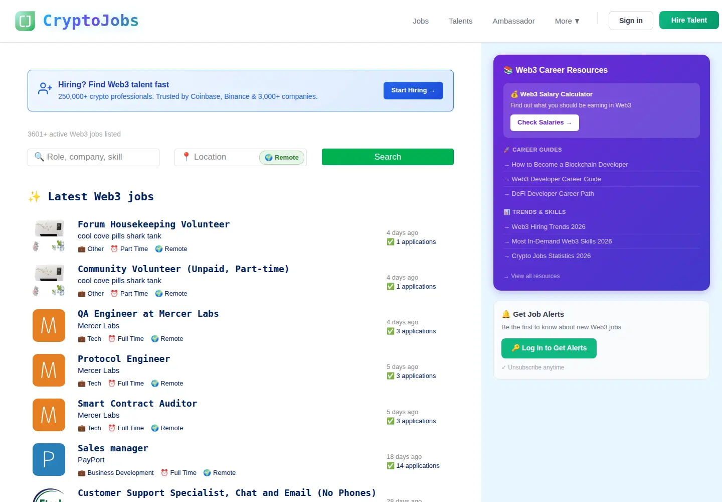 Screenshot of crypto.jobs