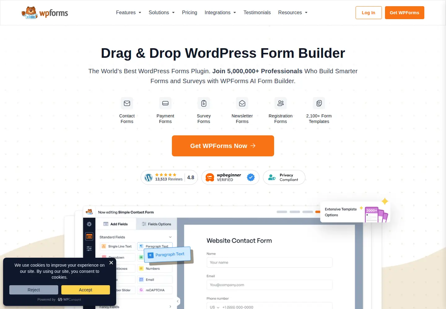 Screenshot of wpforms.com