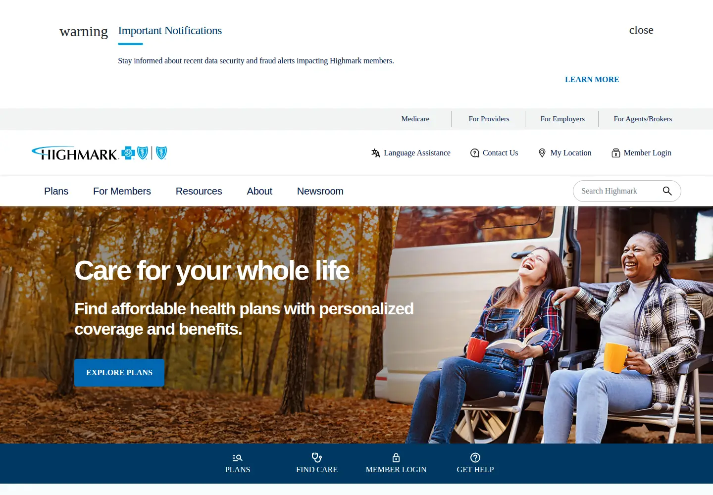 Screenshot of highmark.com