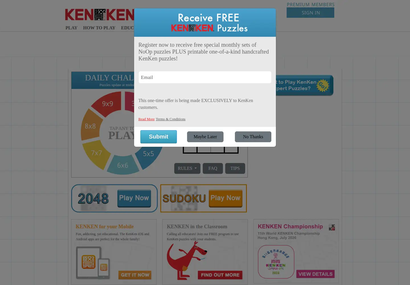 Screenshot of kenkenpuzzle.com
