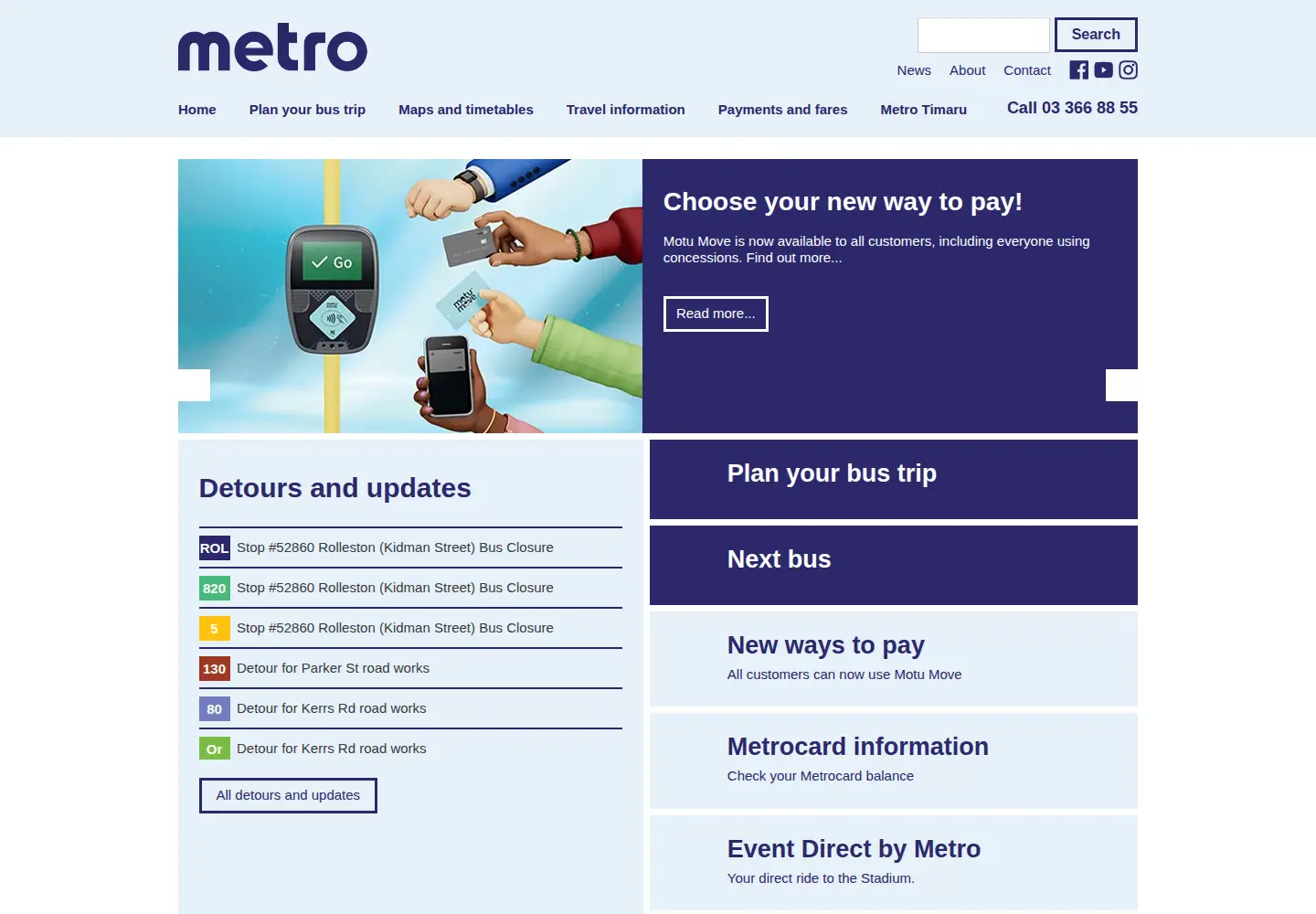 Screenshot of metroinfo.co.nz