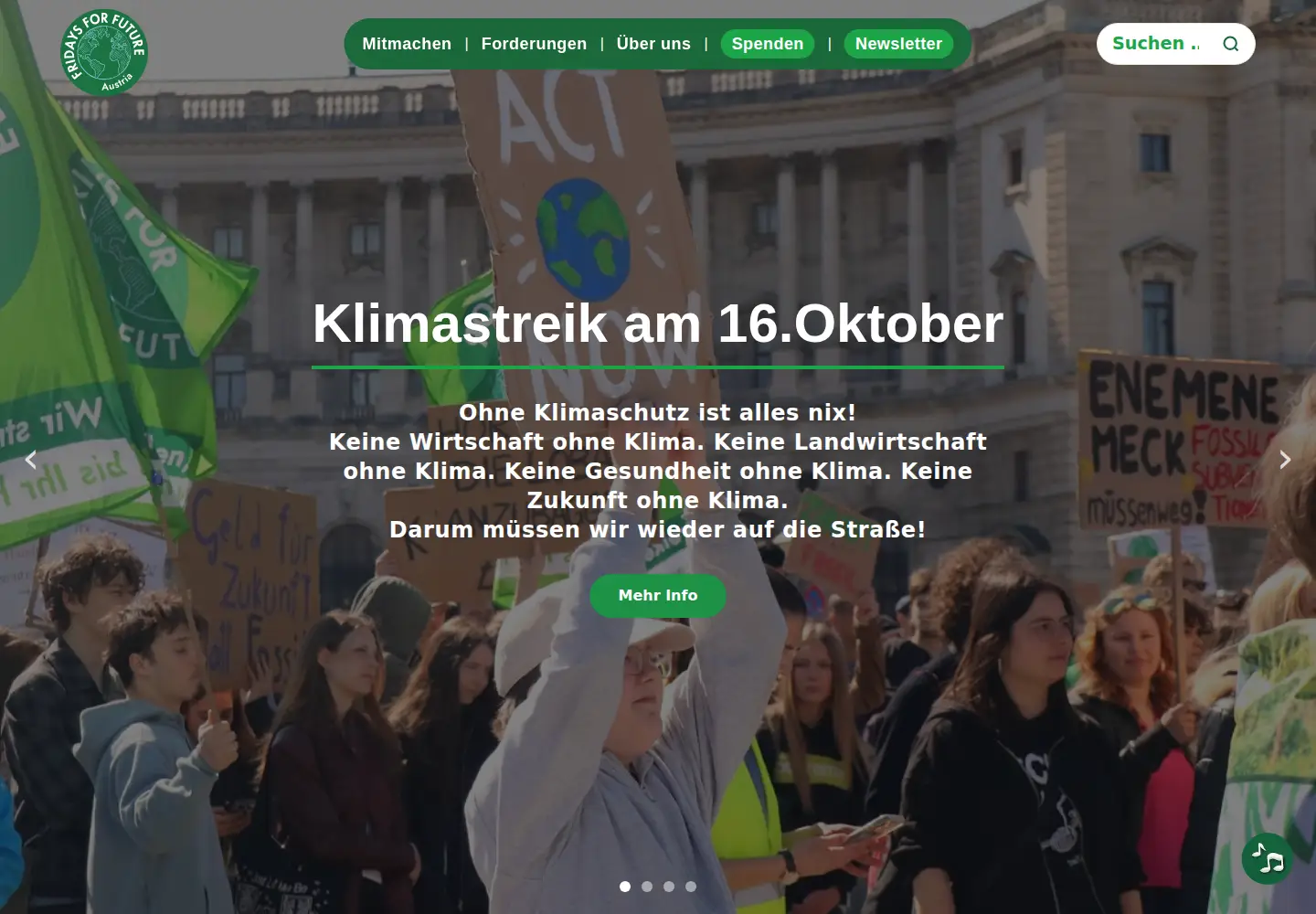 Screenshot of fridaysforfuture.at