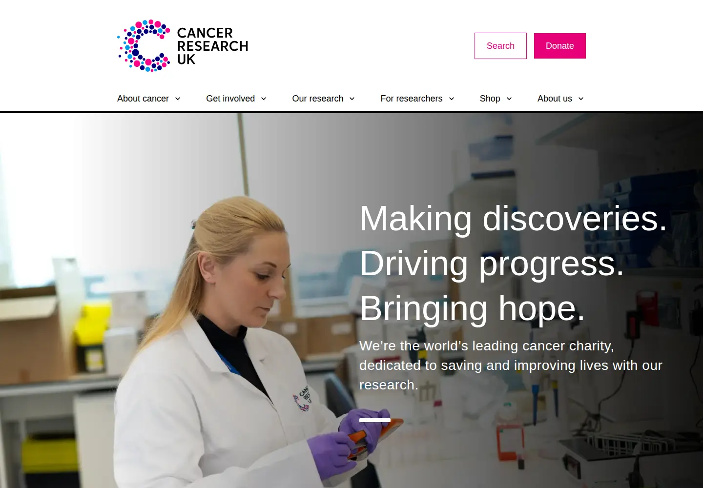 Screenshot of cancerresearchuk.org