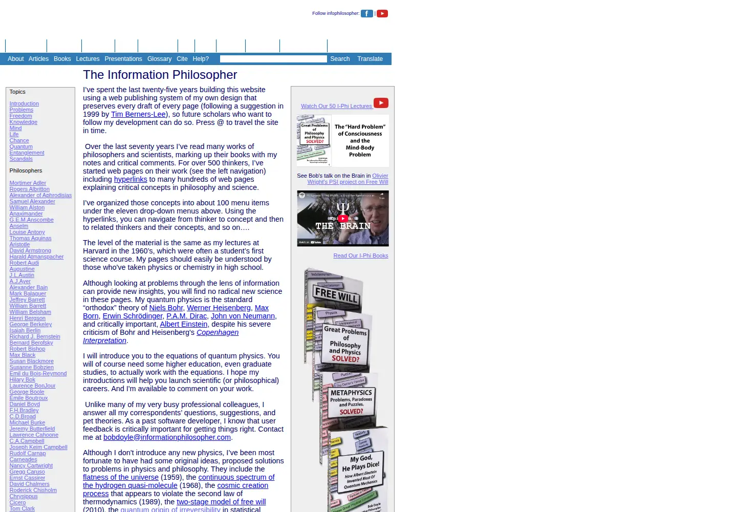 Screenshot of informationphilosopher.com