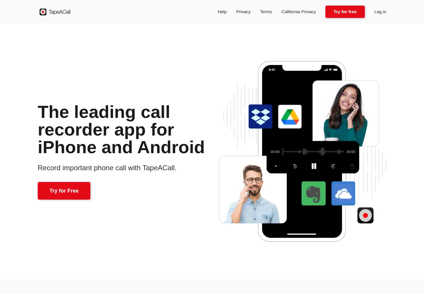 Screenshot of tapeacall.com