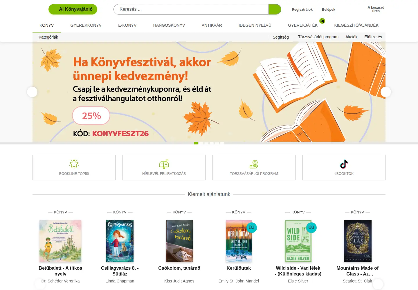 Screenshot of bookline.hu