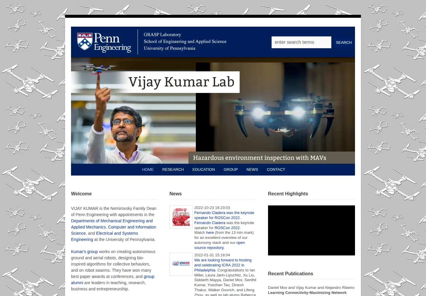 Screenshot of kumarrobotics.org