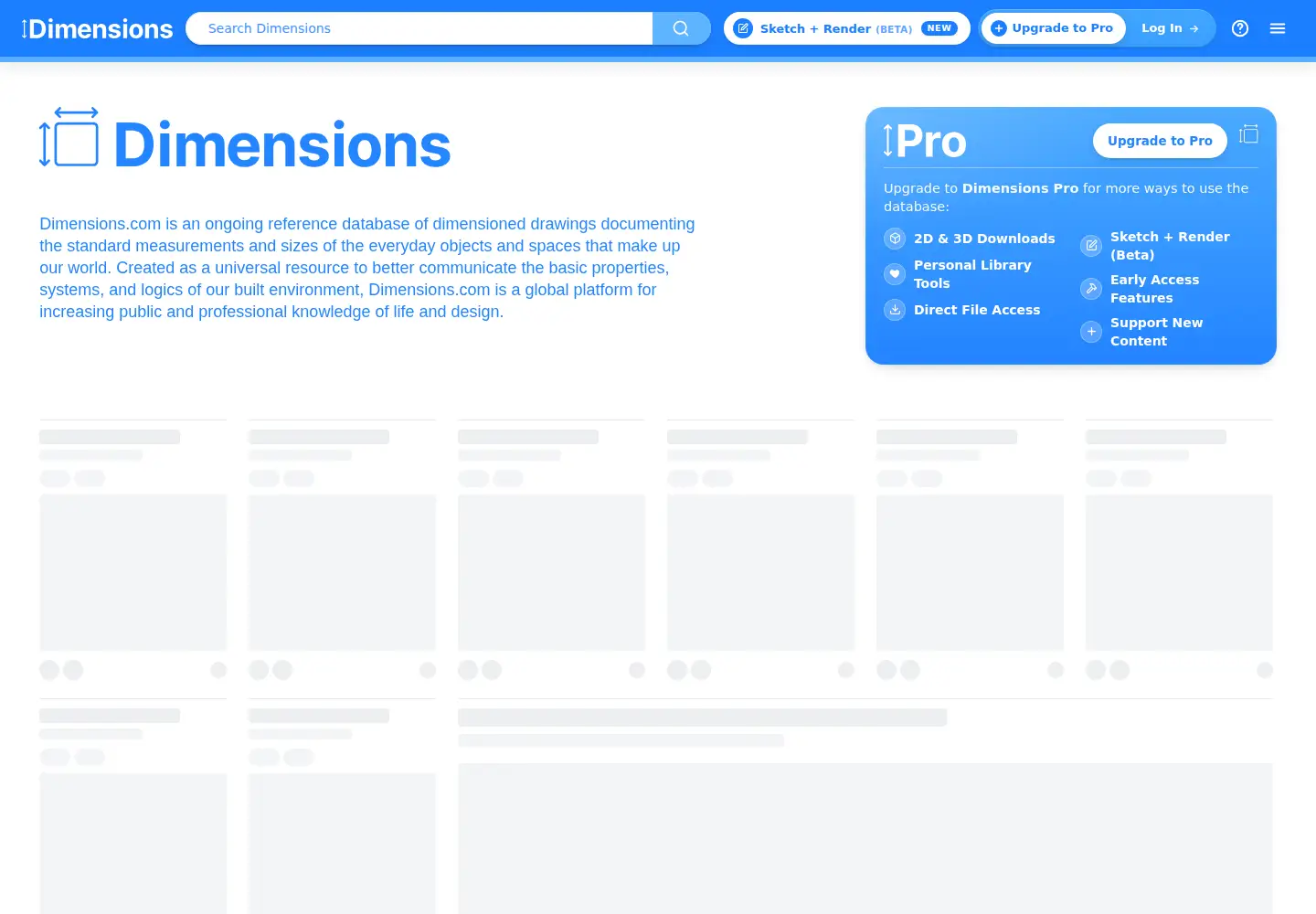 Screenshot of dimensions.com