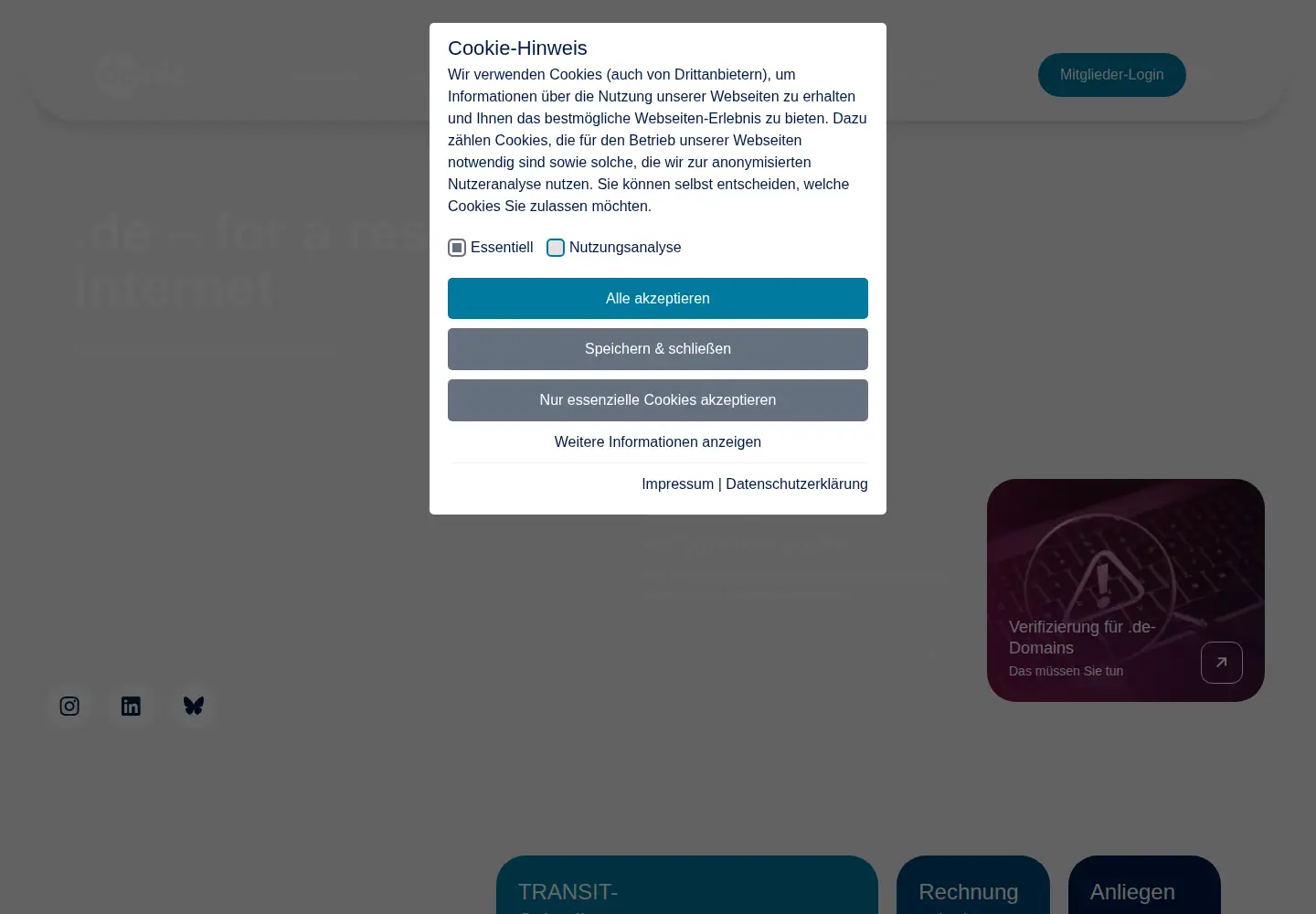 Screenshot of denic.de