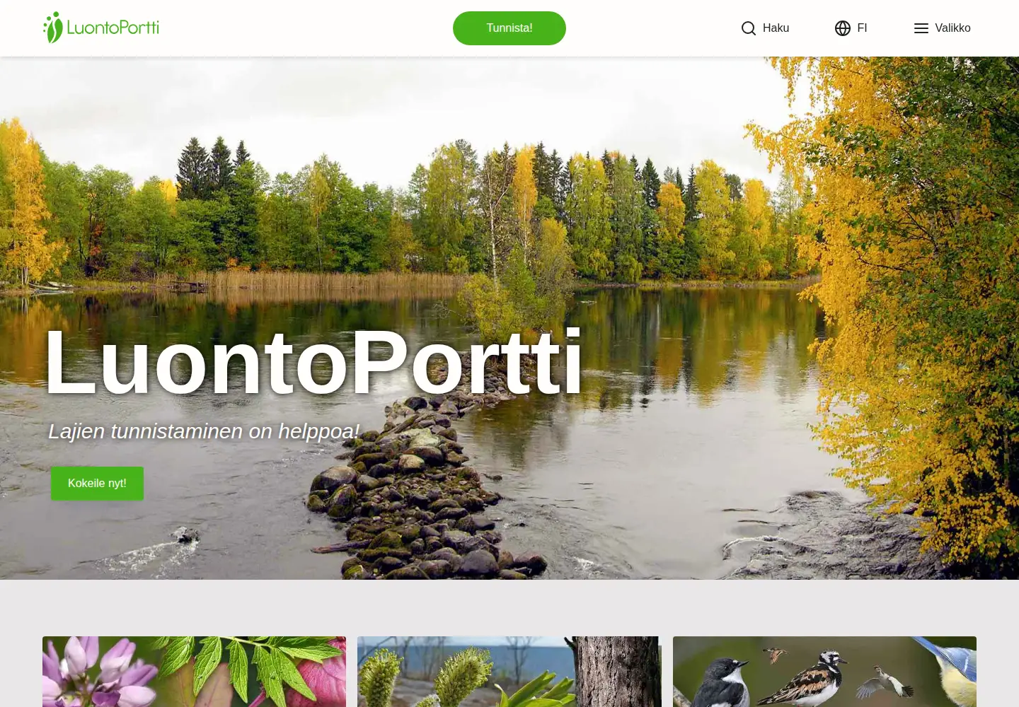 Screenshot of luontoportti.com