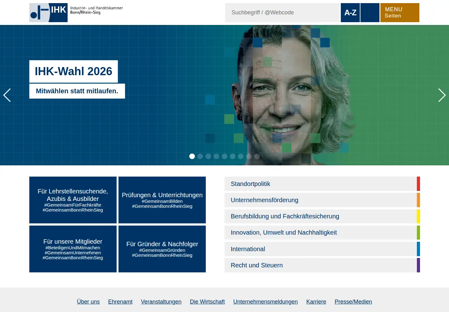 Screenshot of ihk-bonn.de