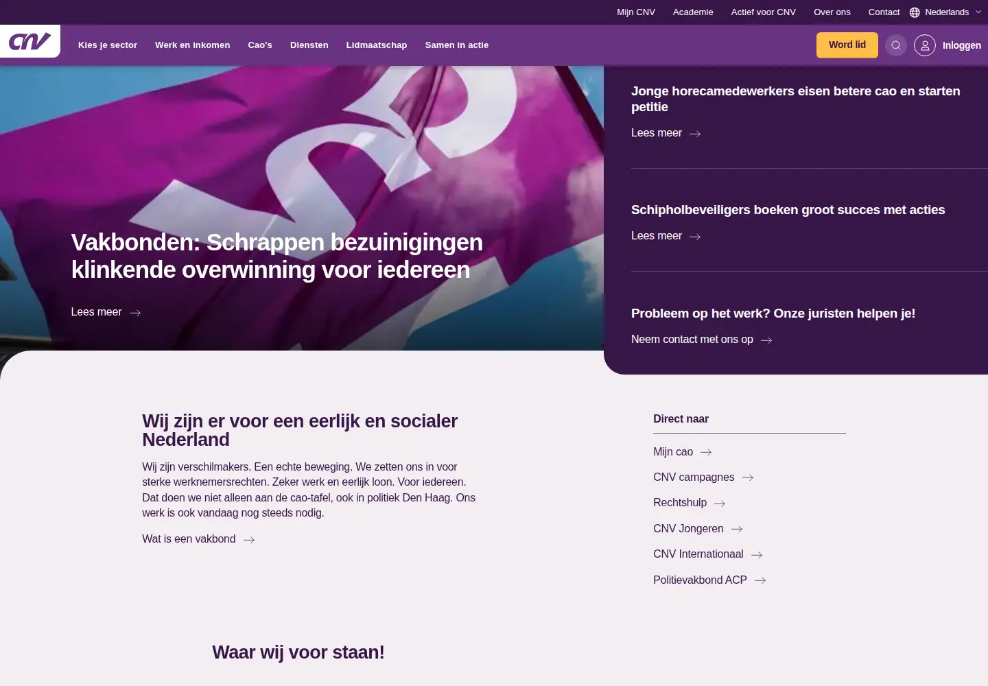 Screenshot of cnv.nl