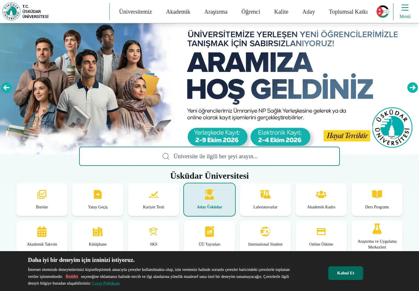 Screenshot of uskudar.edu.tr