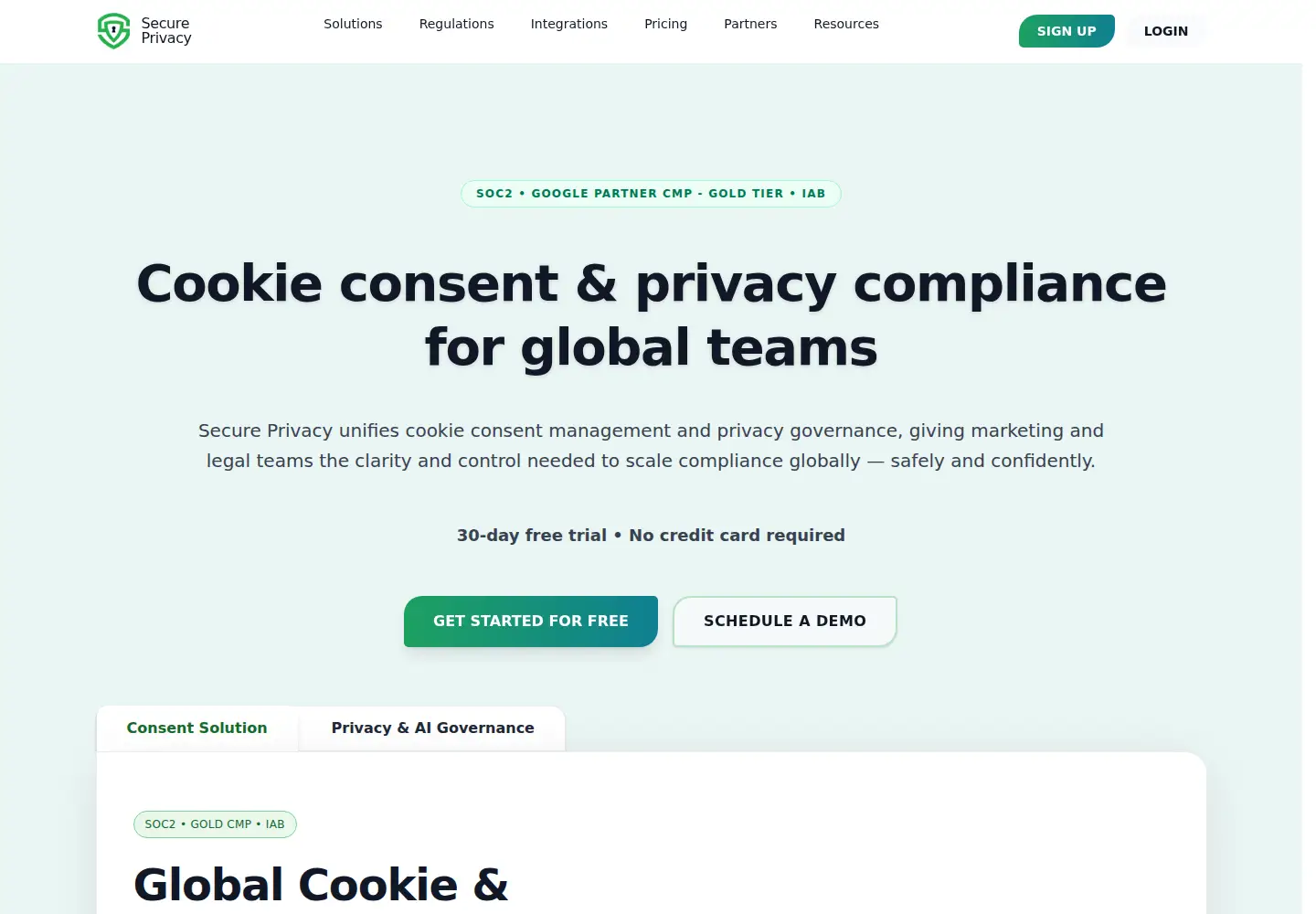 Screenshot of secureprivacy.ai