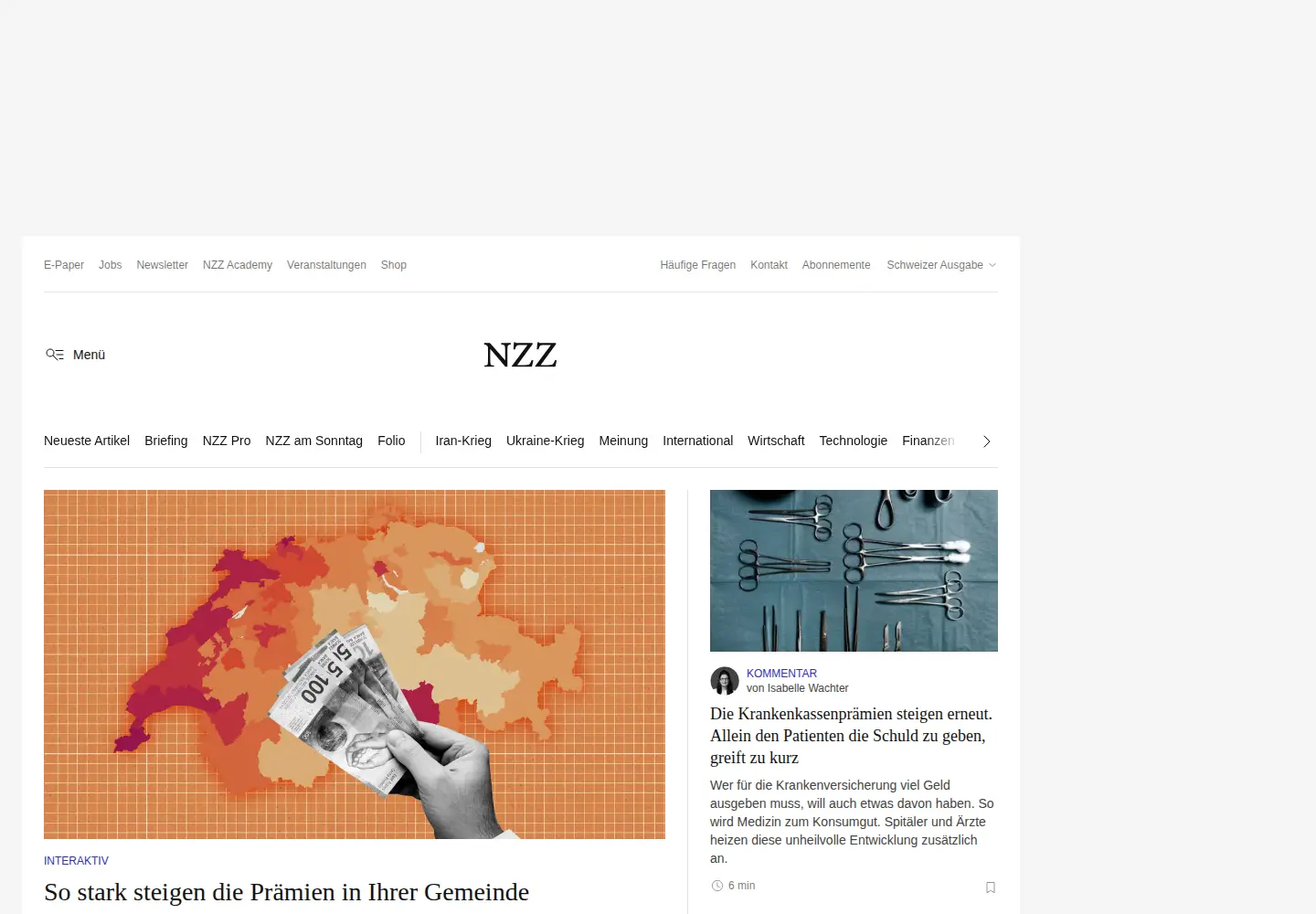 Screenshot of nzz.ch