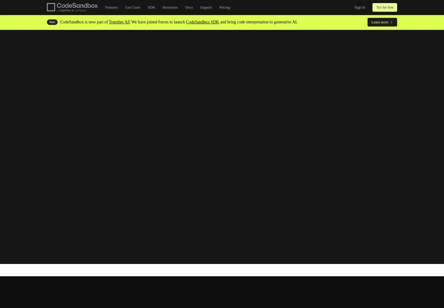 Screenshot of codesandbox.io