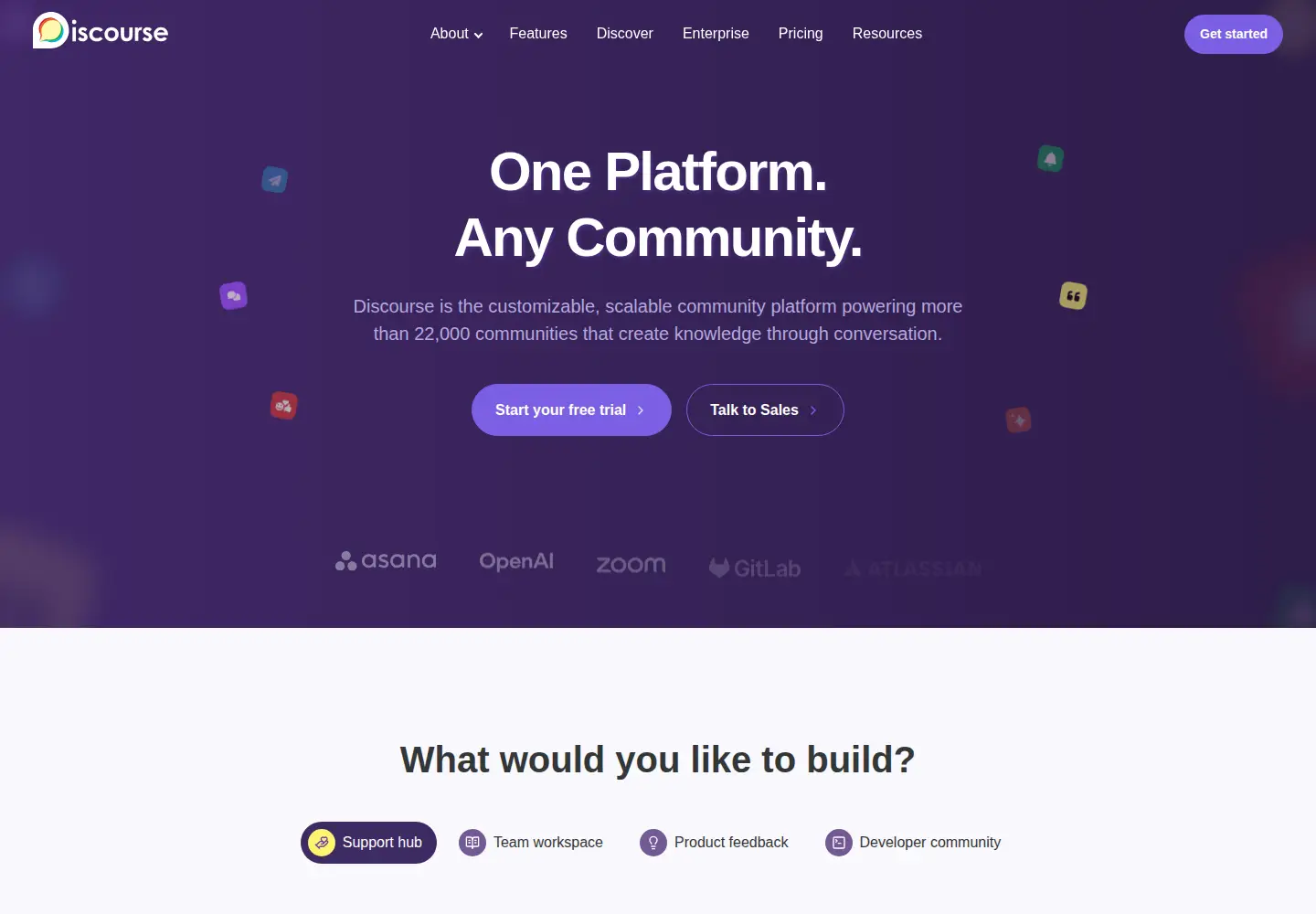 Screenshot of discourse.org