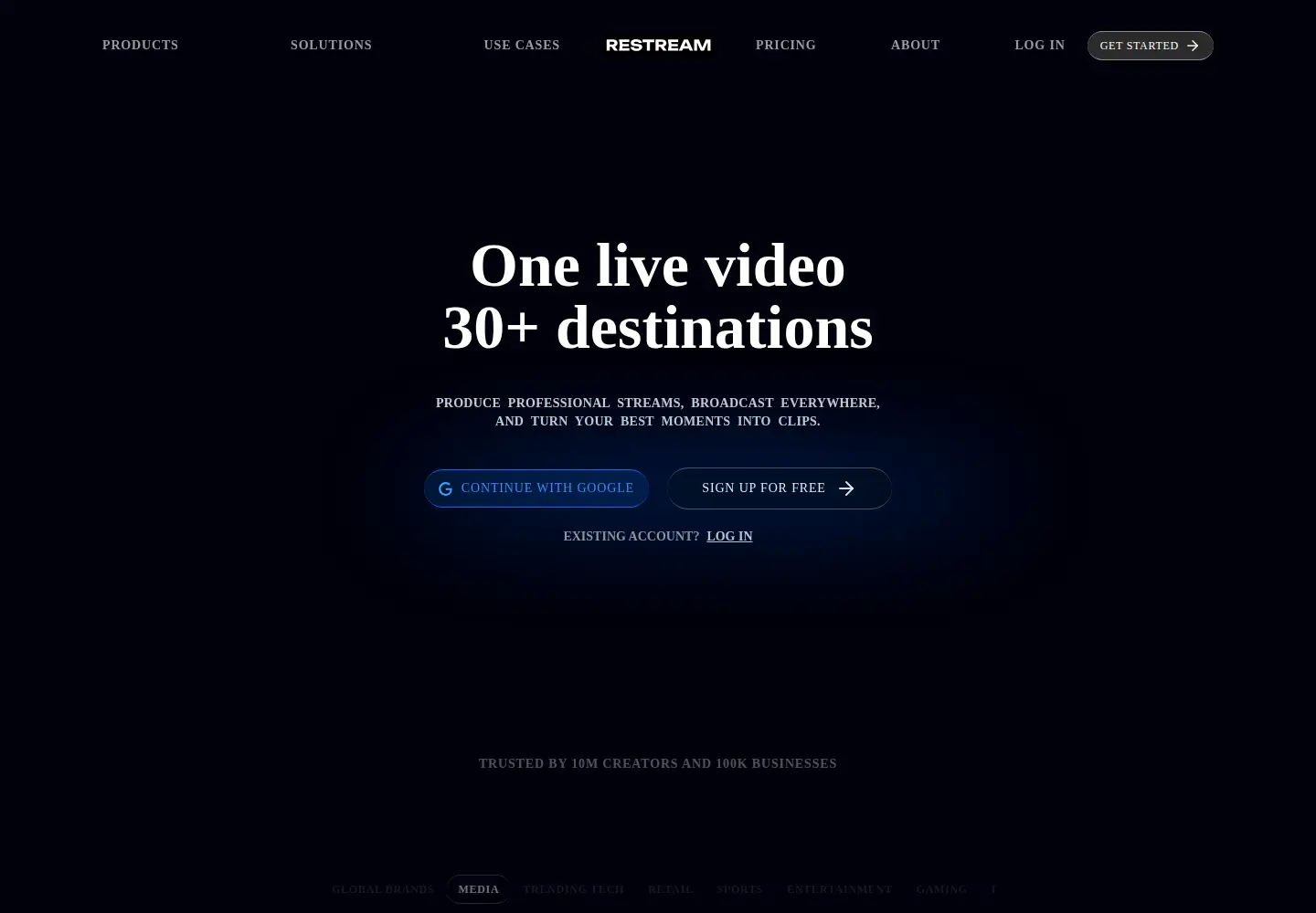 Screenshot of restream.io