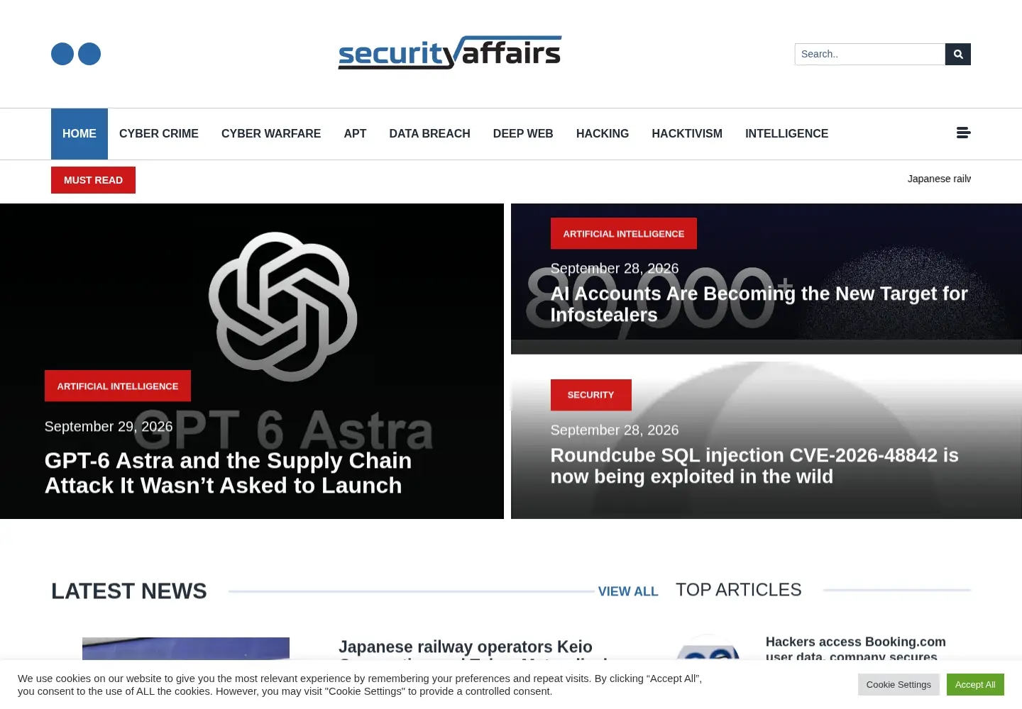 Screenshot of securityaffairs.co