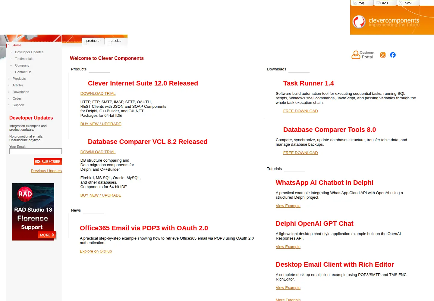 Screenshot of clevercomponents.com