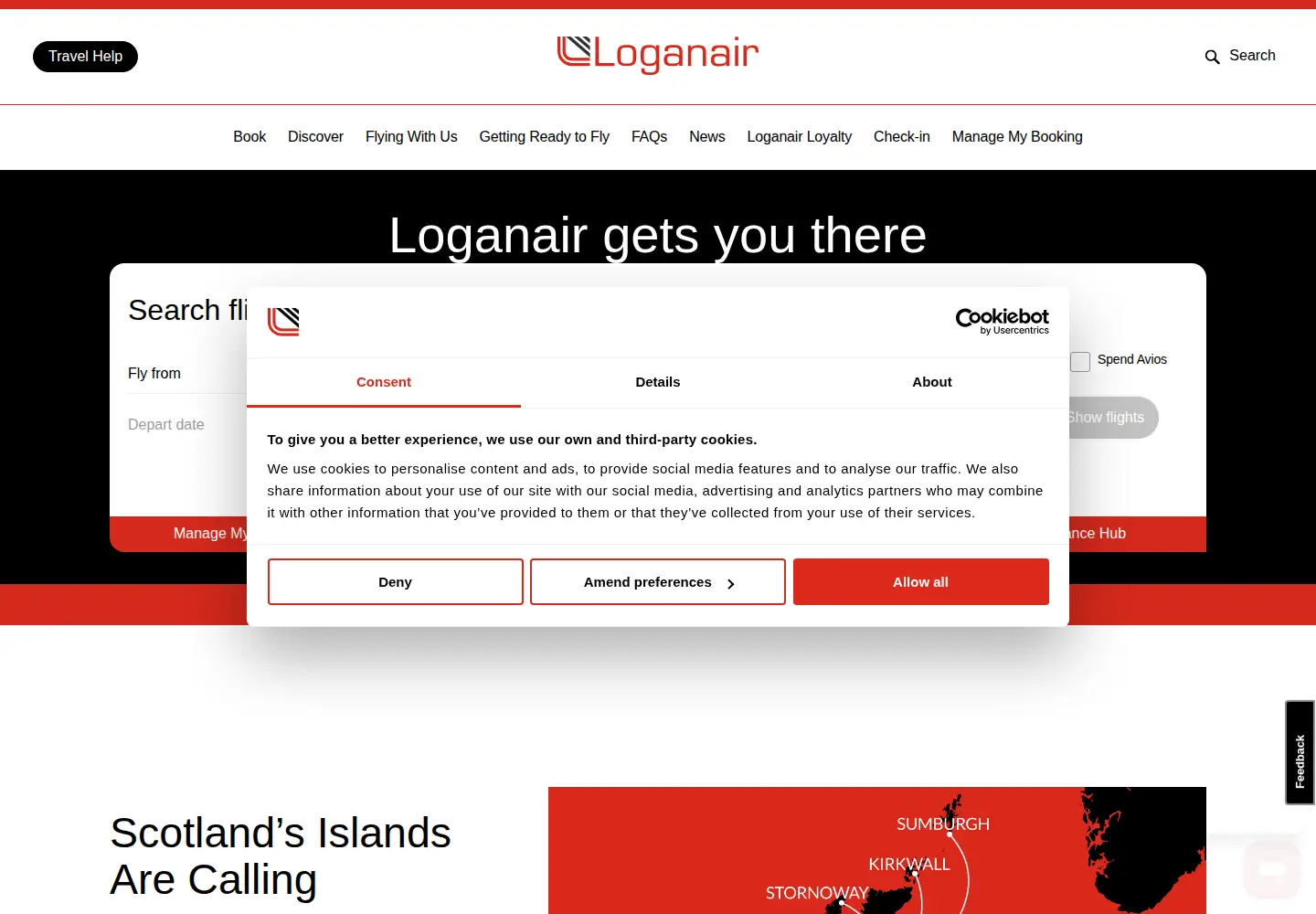Screenshot of loganair.co.uk