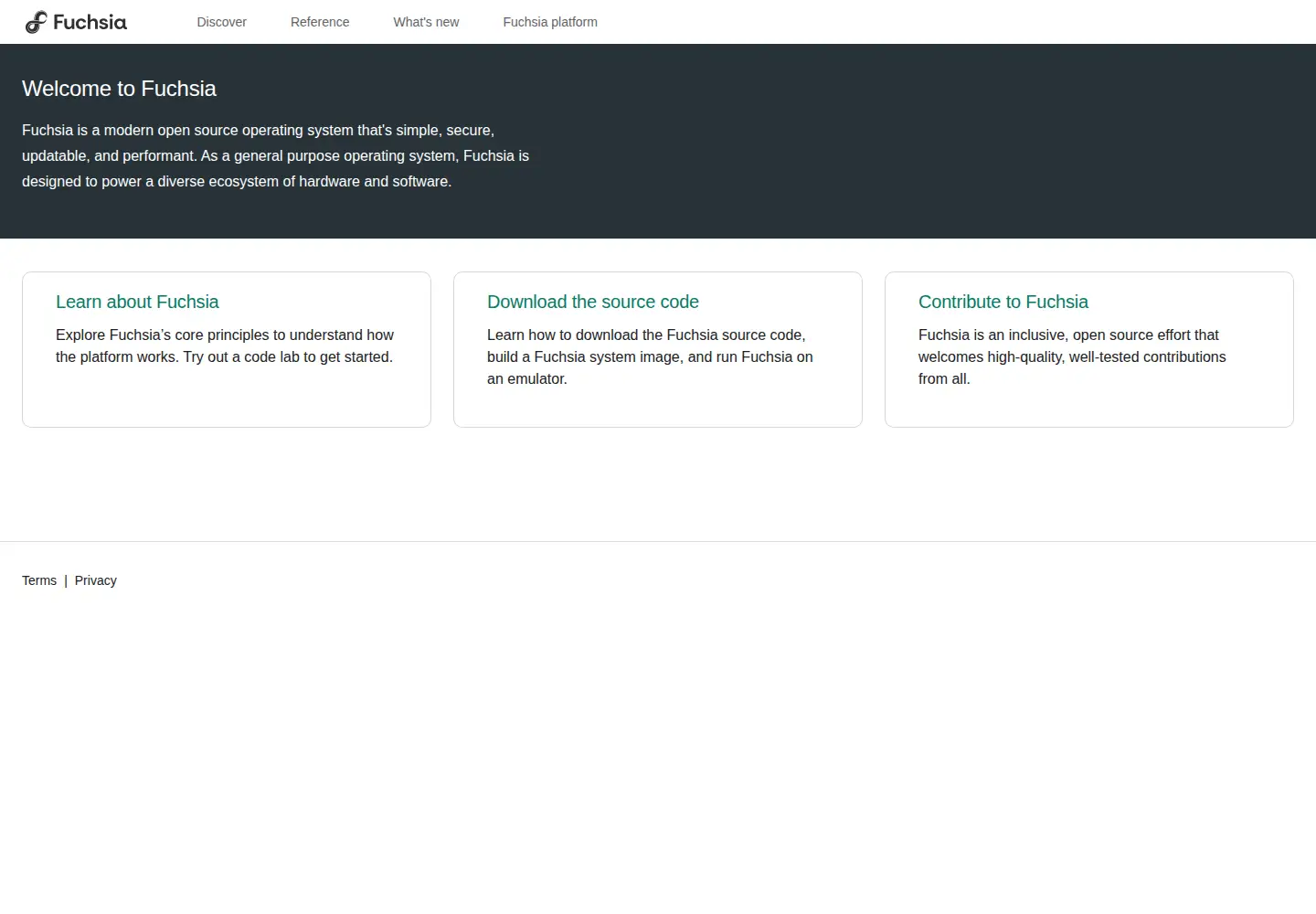 Screenshot of fuchsia.dev