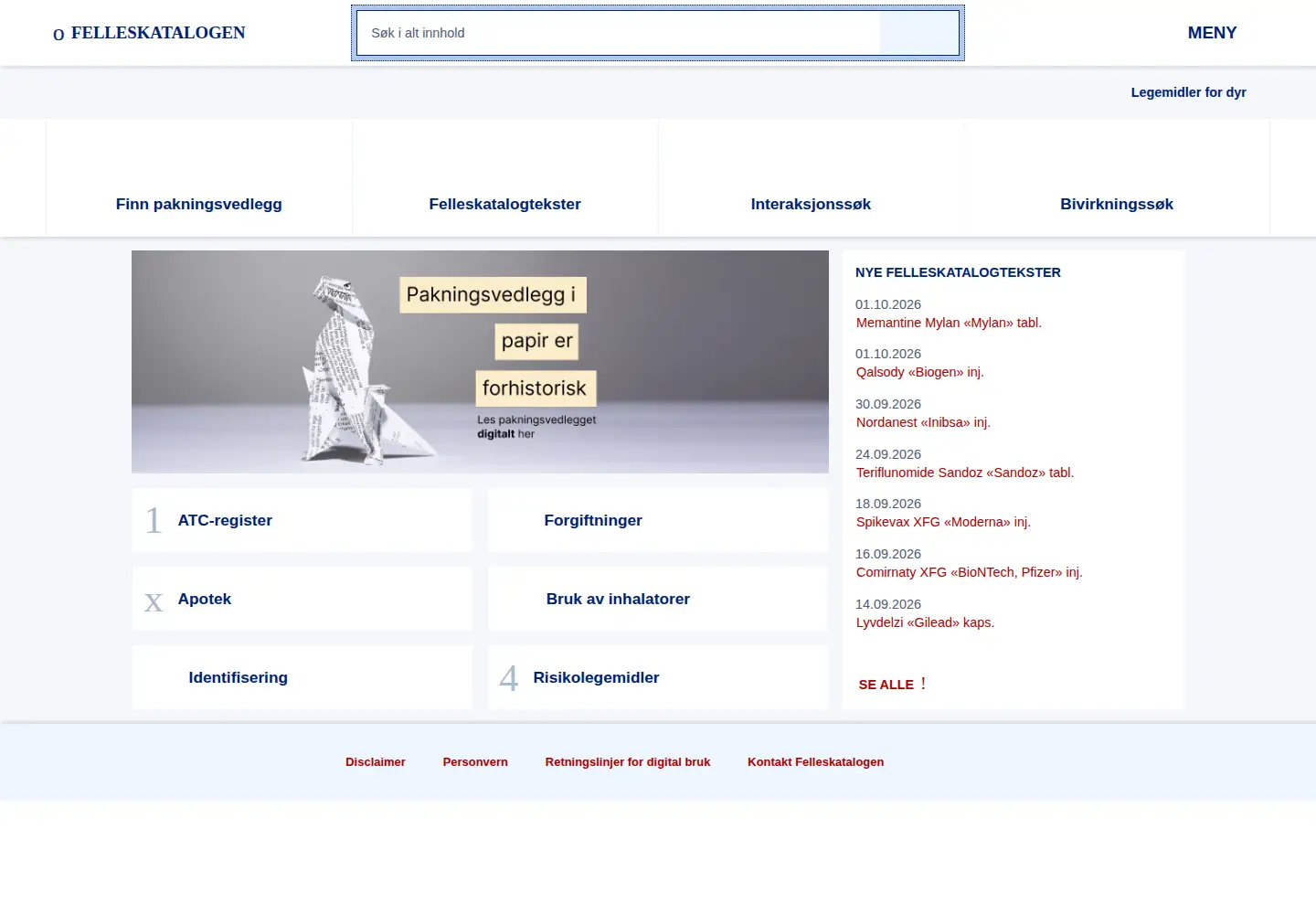 Screenshot of felleskatalogen.no